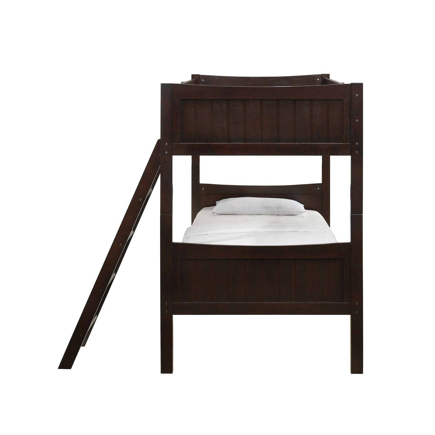 Side view of Sami Espresso Twin over Twin Bunk Bed