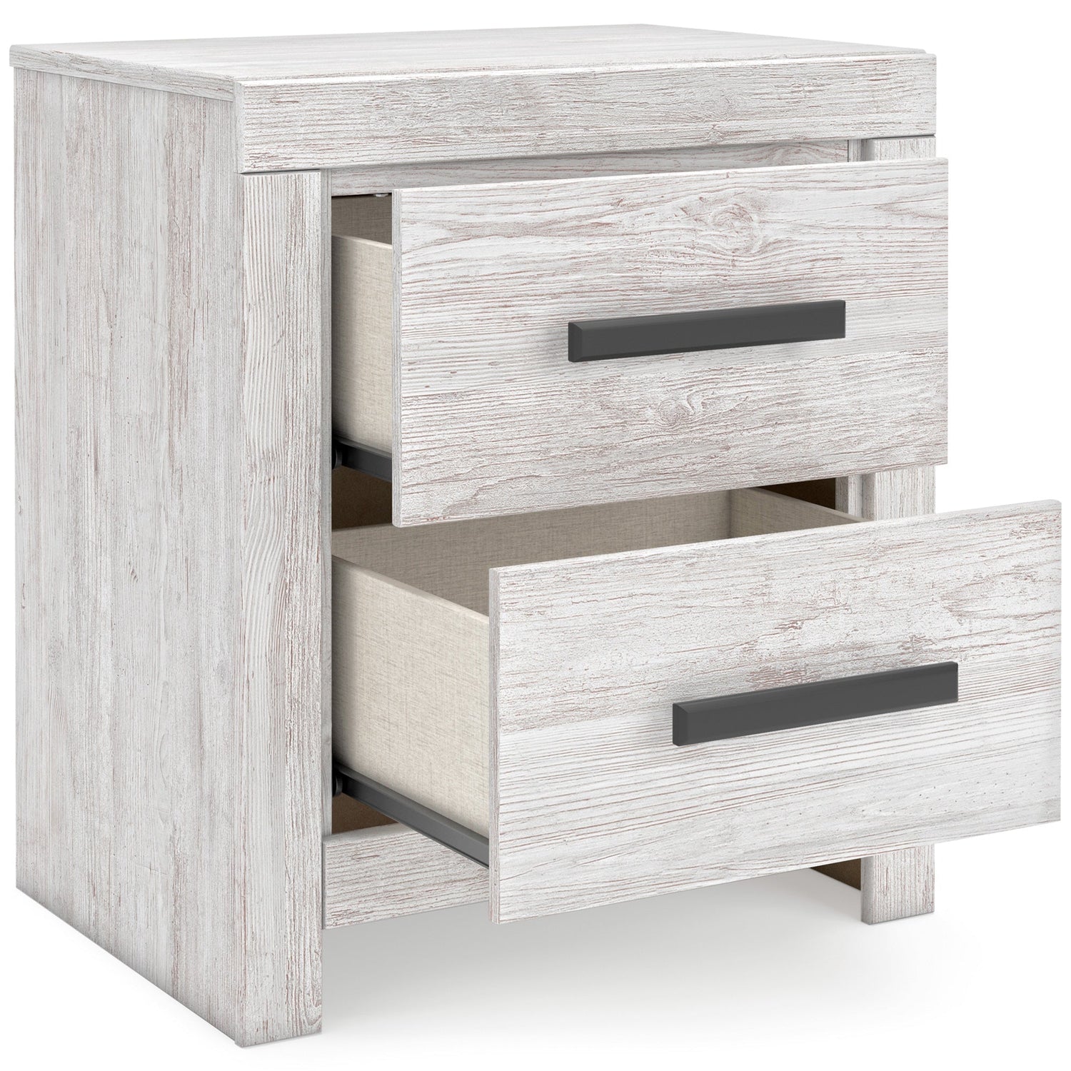 Detail view of Cayboni White Nightstand