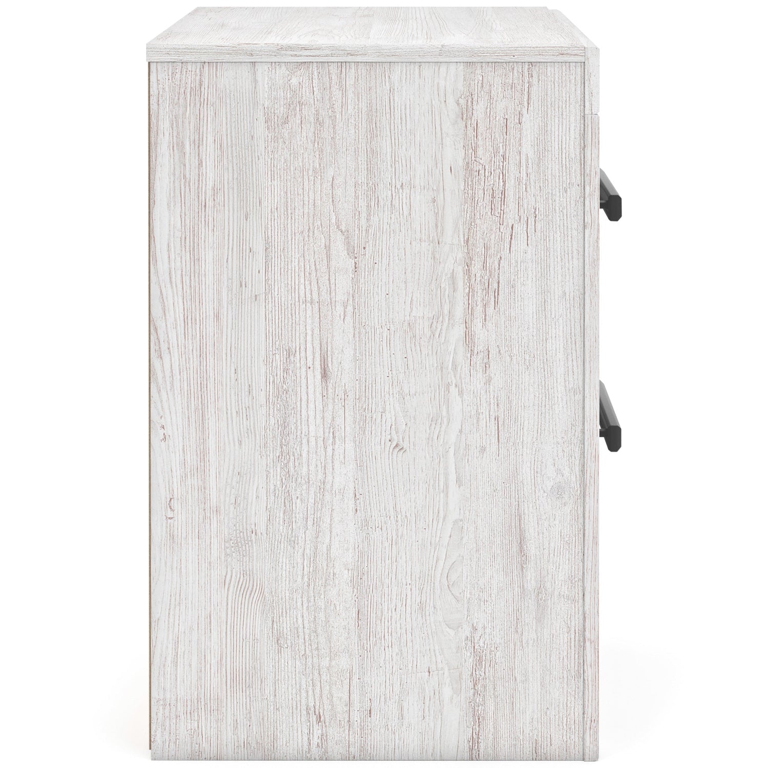 Side view of Cayboni White Nightstand