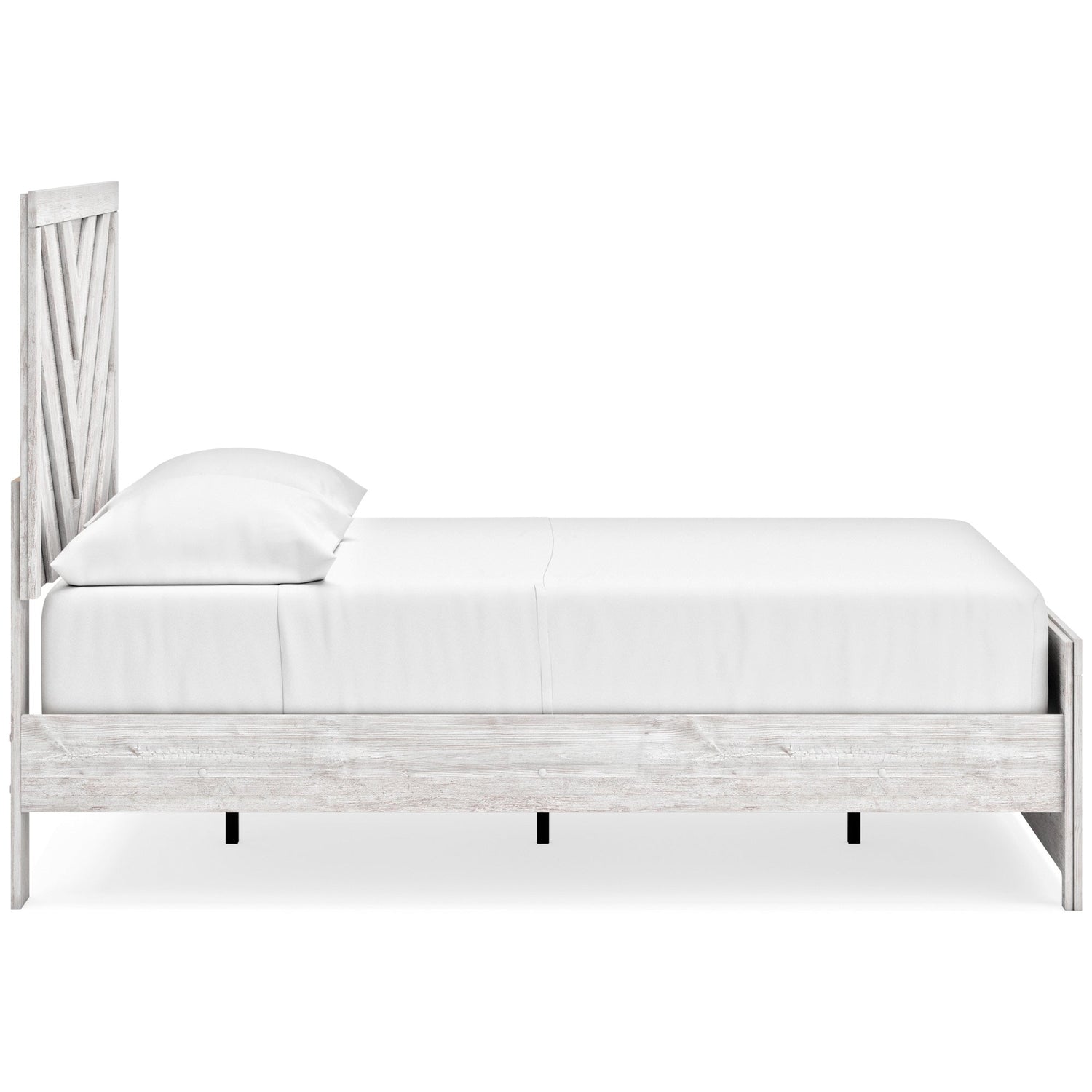 Side view of Cayboni White Full Panel Bed