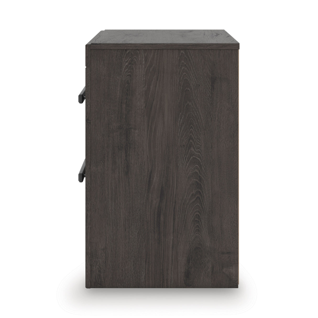 Side view of Prendonea Charcoal Nightstand