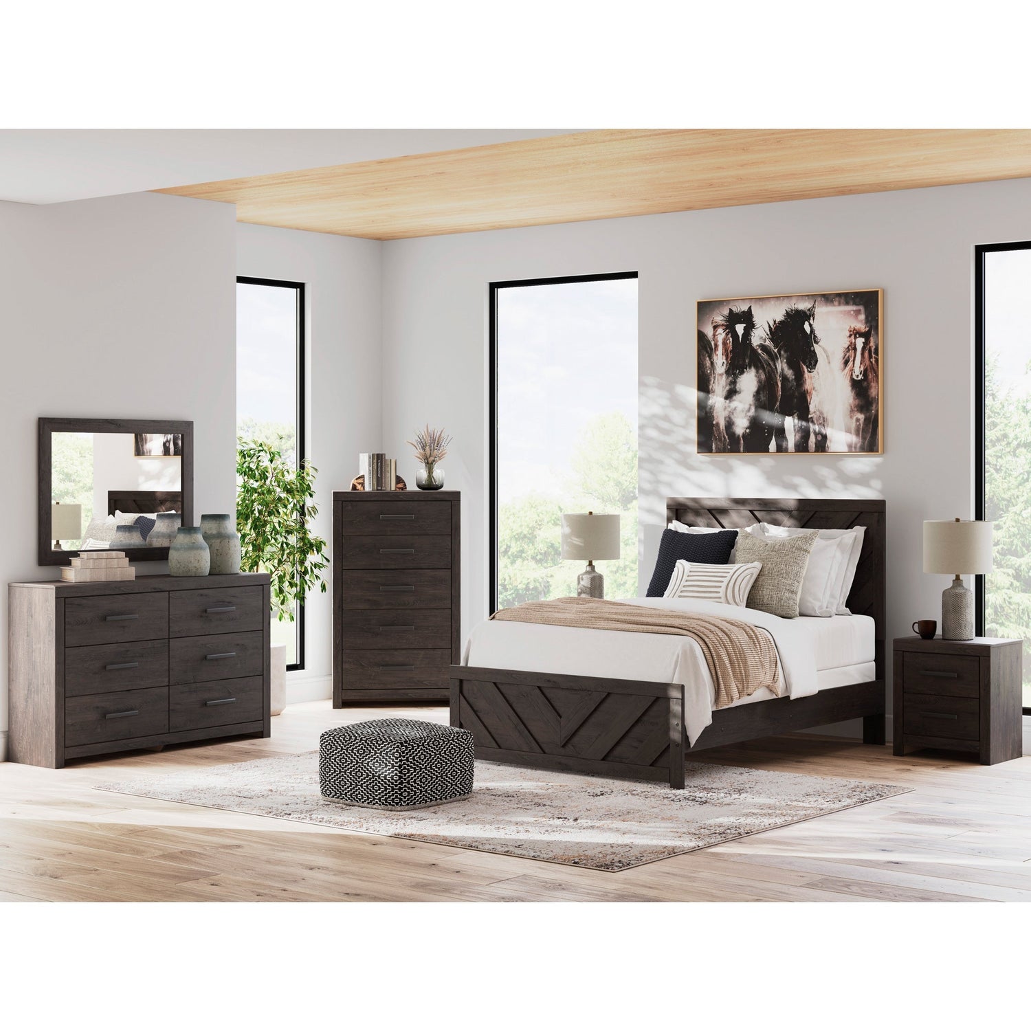 Room setting 2 featuring Prendonea Charcoal Full Panel Bed