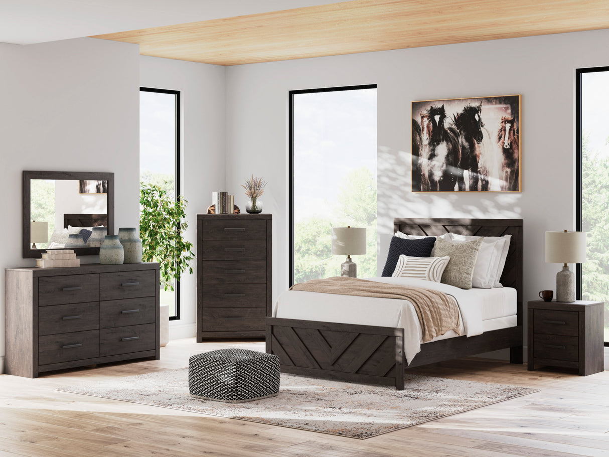 Room setting 2 featuring Prendonea Charcoal Full Panel Bed