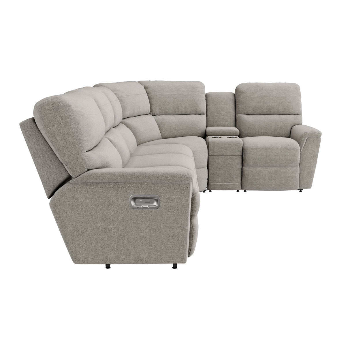 Front left view of Ava Oyster 5 Piece Sectional with 1 Tri-Power End