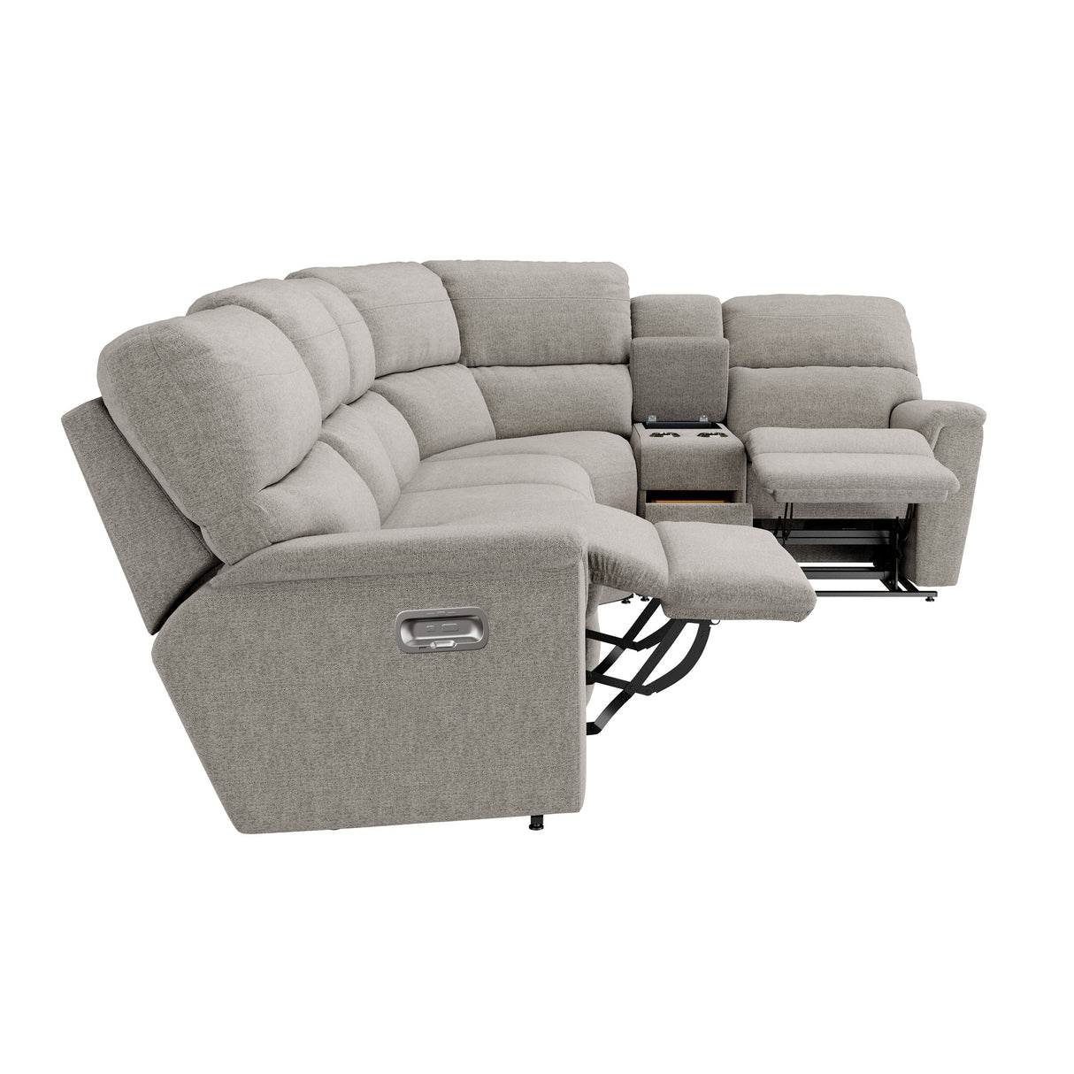 Extended view of Ava Oyster 5 Piece Sectional with 1 Tri-Power End