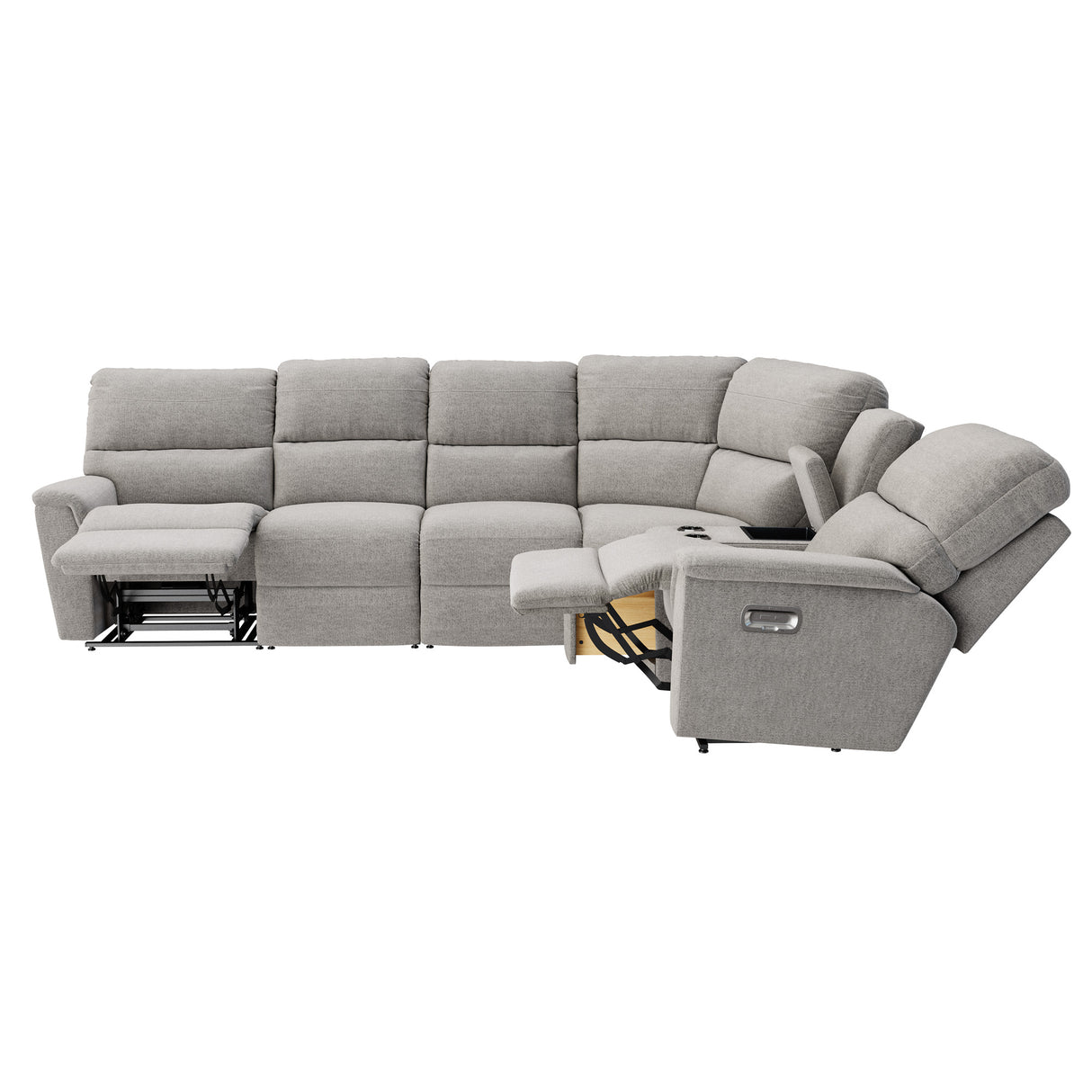 Extended view 2 of Ava Oyster 5 Piece Sectional with 1 Tri-Power End