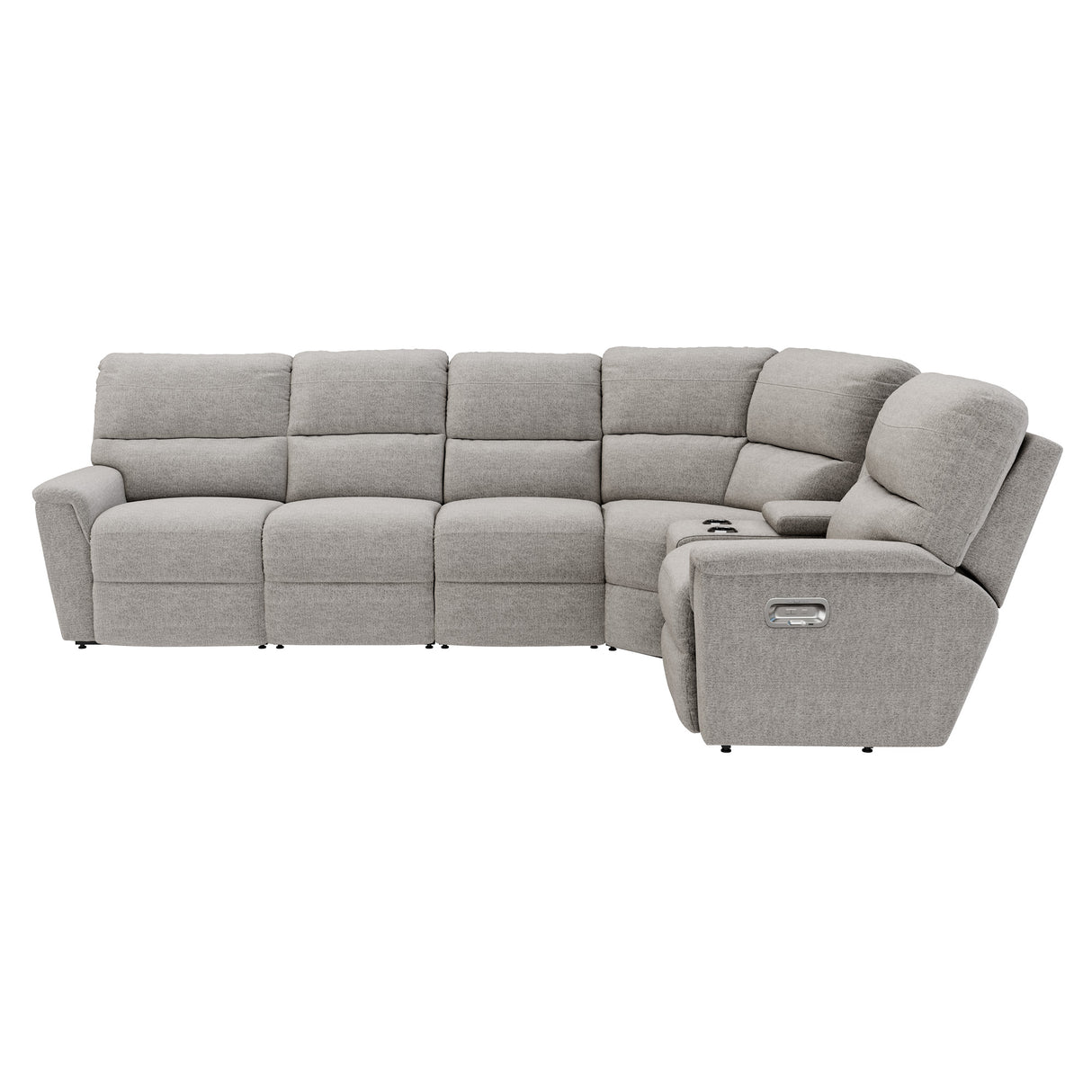 Side view of Ava Oyster 5 Piece Sectional with 1 Tri-Power End