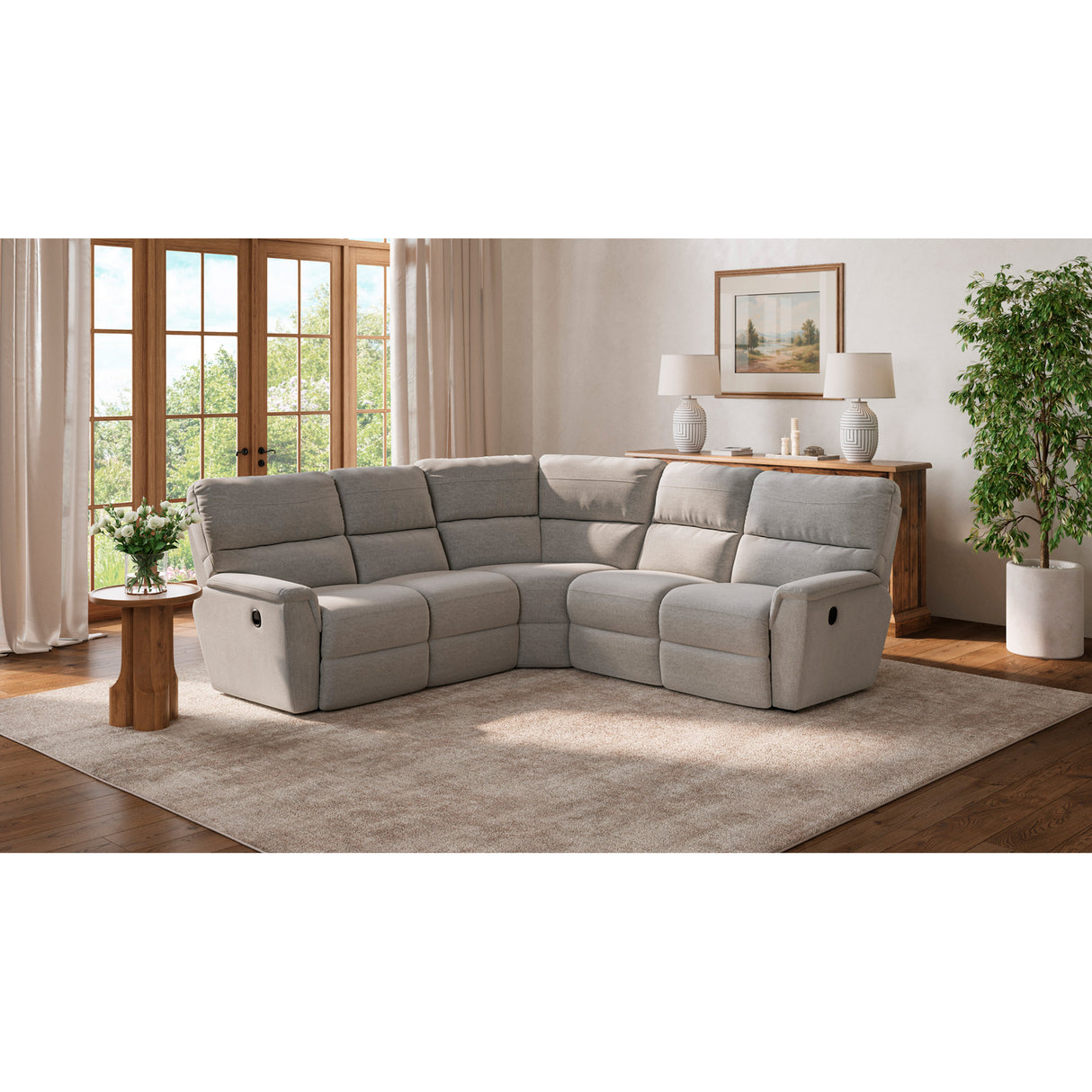 A room setting featuring Ava Oyster 3 Piece Sectional