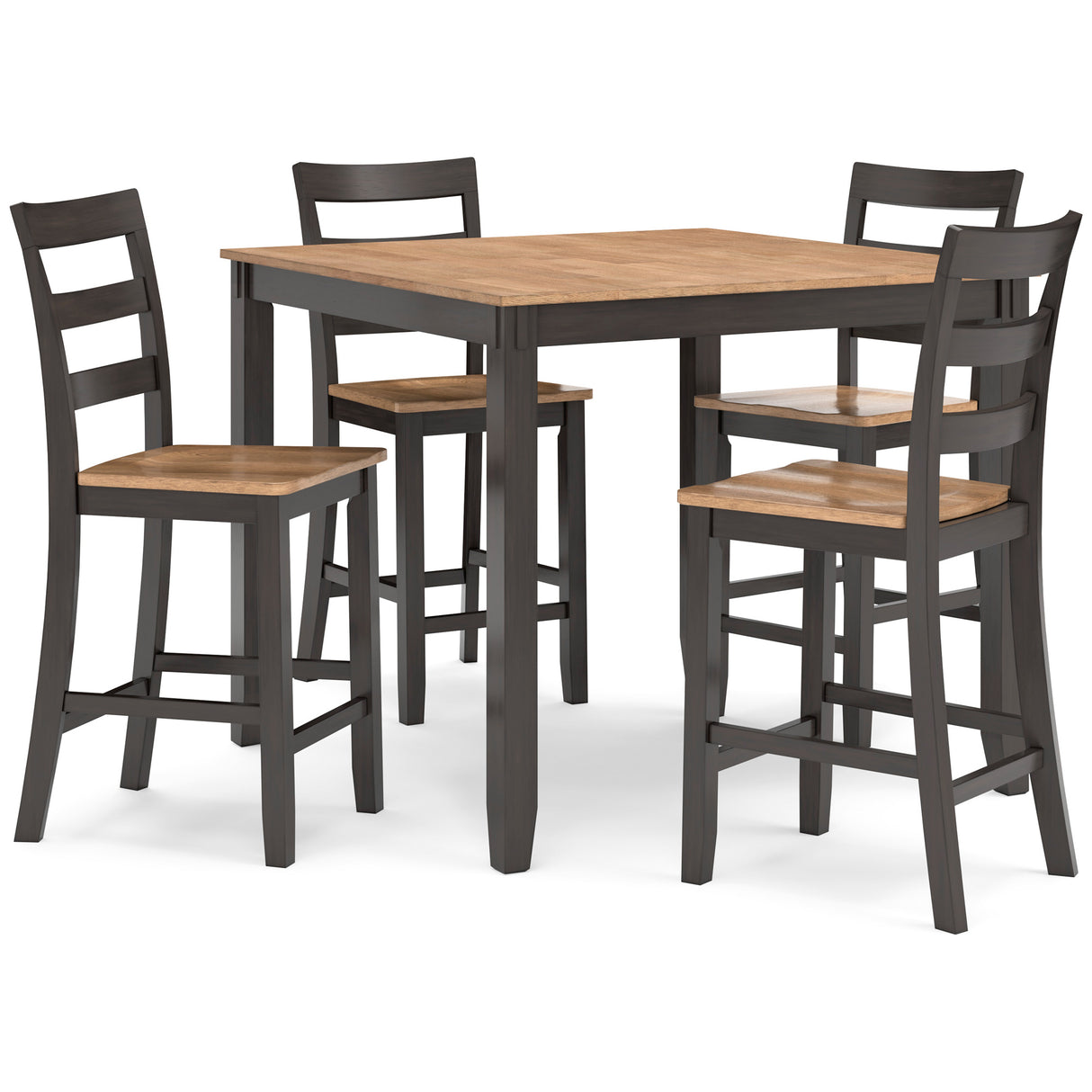 Front right view of Gesthaven Brown 5 Piece Square Counter Dining Set