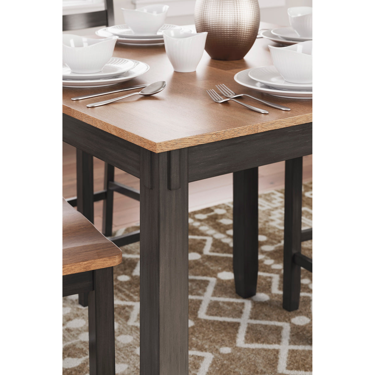 Detail view of Gesthaven Brown 5 Piece Square Counter Dining Set