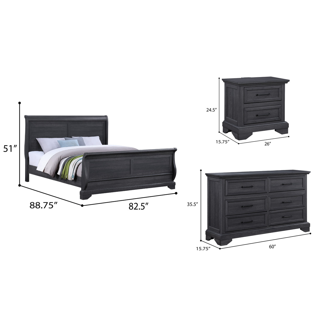 Faye 4 Piece Sleigh Bedroom