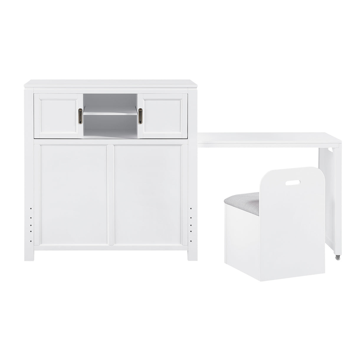 Sloane White Twin Headboard with Desk and Stool QK1100556