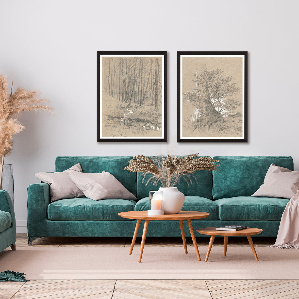 A room setting featuring Study of Oak Trunk Wall Art
