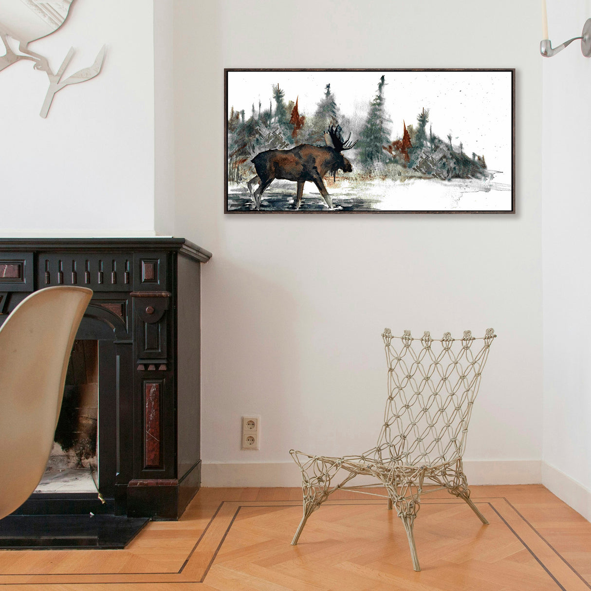 A room setting featuring Lake Moose Wall Art