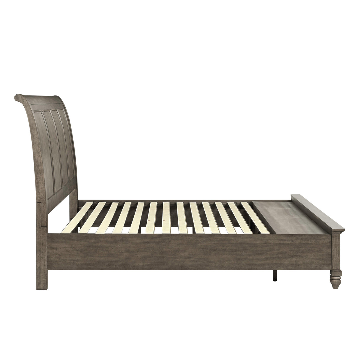 Side view of Paola Gray Kg Storage Bed