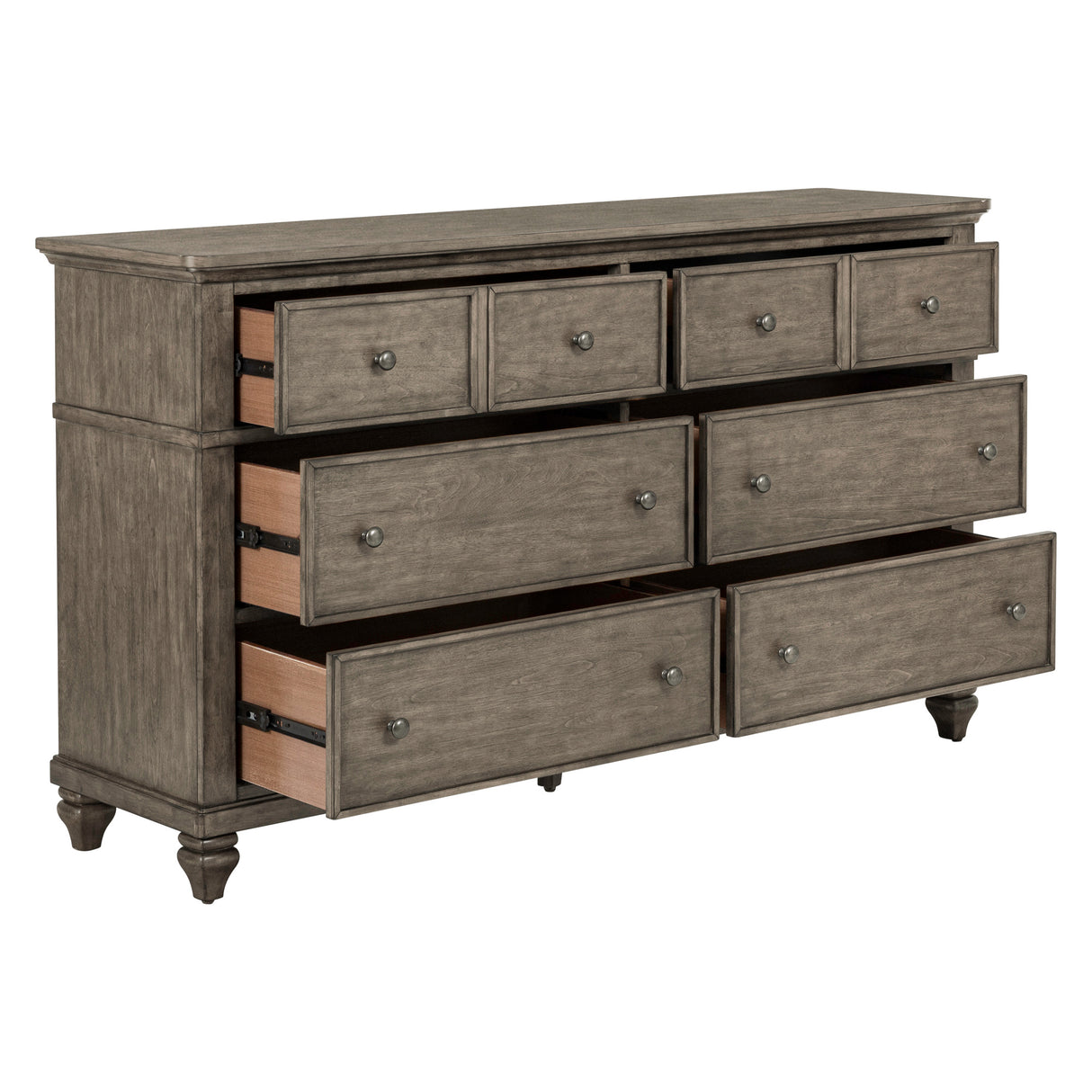 Open view of Paola Gray 6 Drawer Dresser
