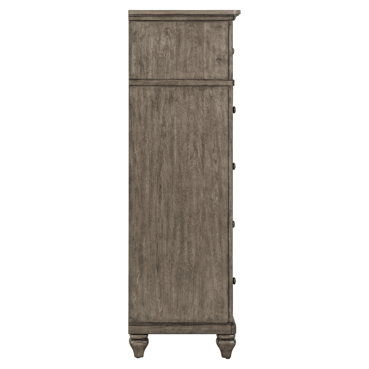 Side view of Paola Gray 5 Drawer Chest