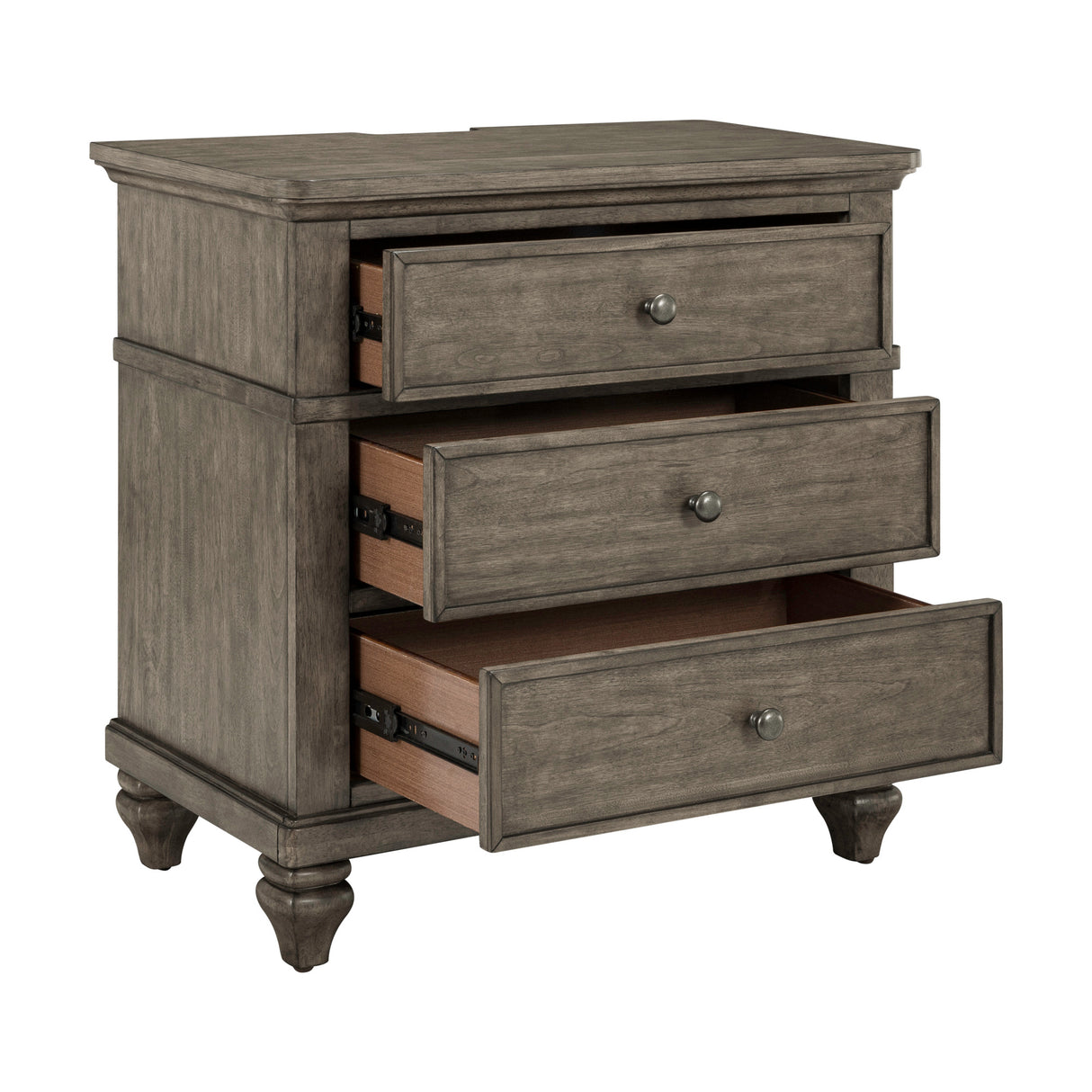 Open view of Paola Gray Nightstand