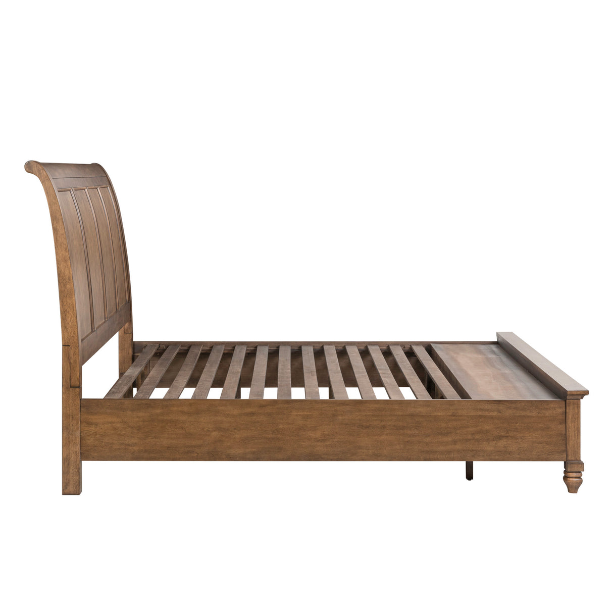 Side view of Paola Chestnut Queen Storage Bed