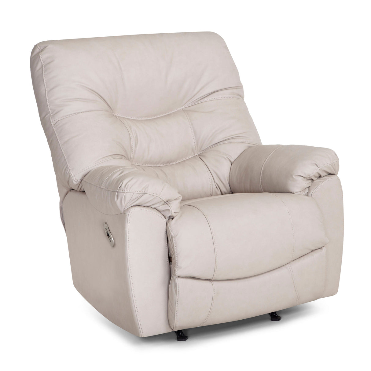 Front right view of Yogi Taupe Leather Power Recliner