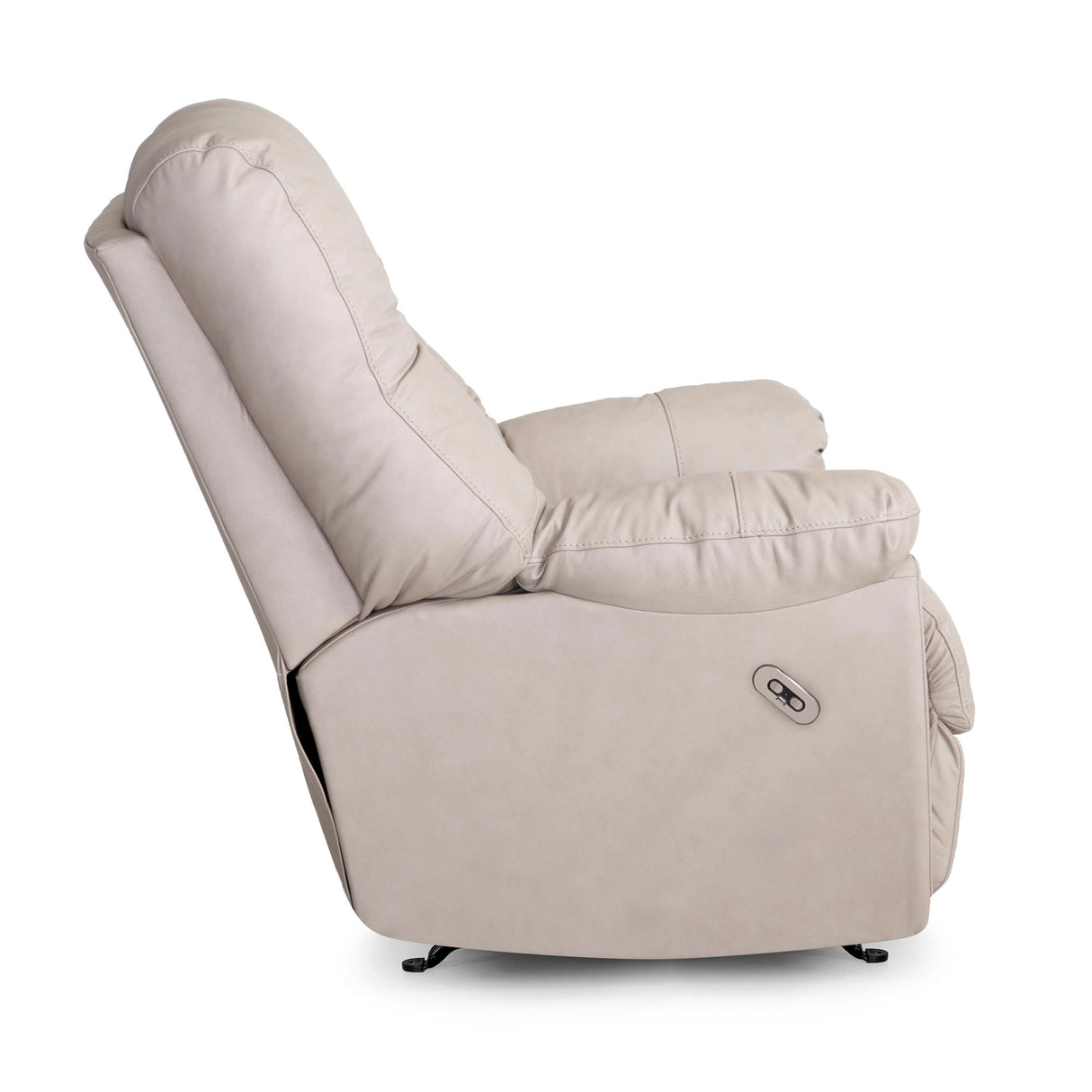 Side view of Yogi Taupe Leather Power Recliner
