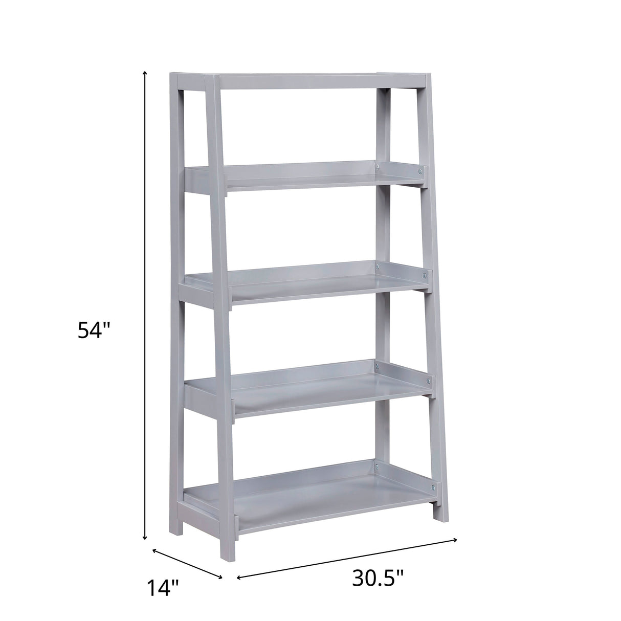 Detail image of Sloane Gray Bookcase with overlay of product dimensions
