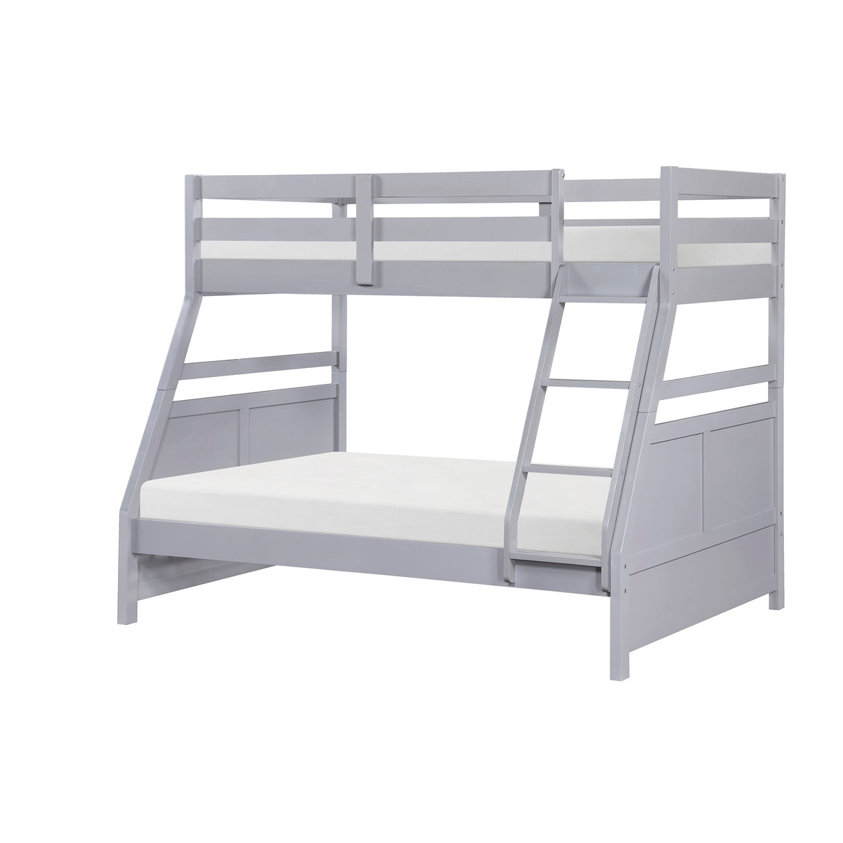 Front left view of Sloane Gray Twin Over Full Bunk Bed