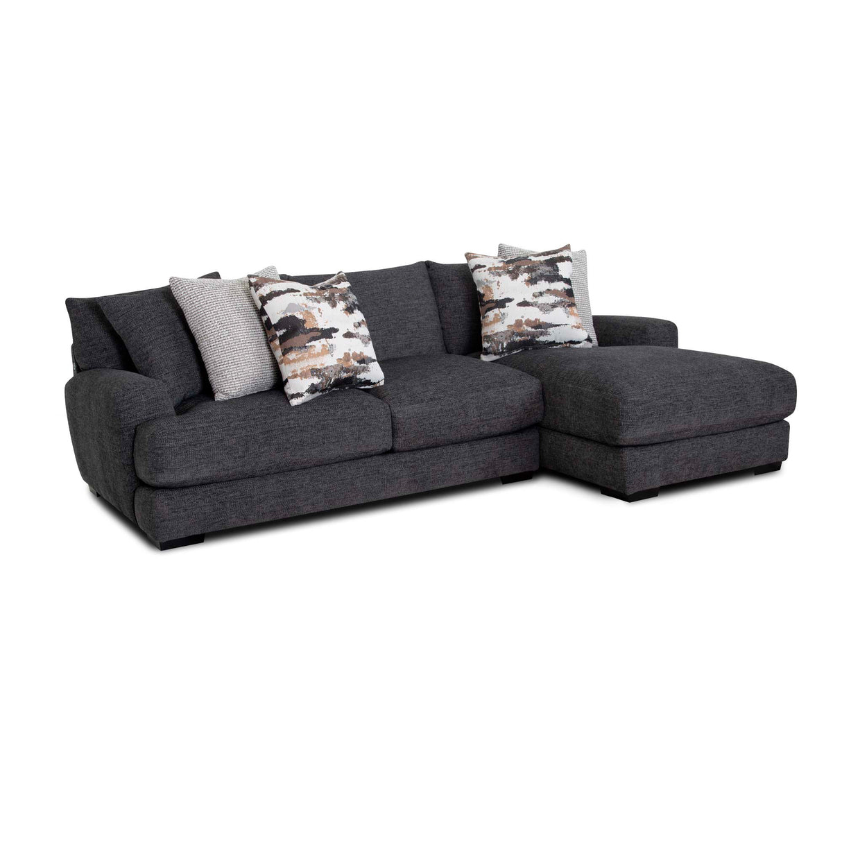 Front right view of Vale Slate 2 Piece Right Chaise Sofa
