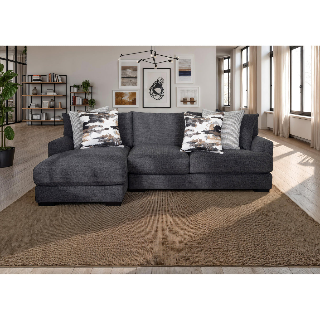 Room setting 2 featuring Vale Slate 2 Piece Left Chaise Sofa
