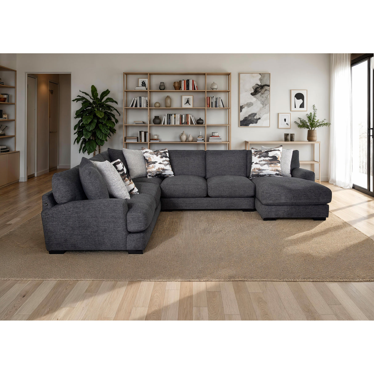 Room setting 2 featuring Vale Slate 4 Piece Right Chaise Sectional