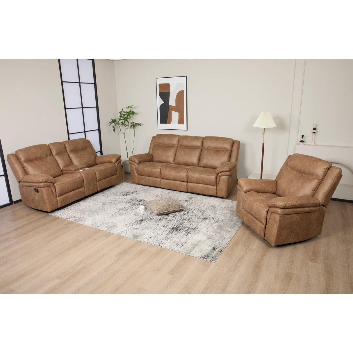 A room setting featuring Remy Brown Reclining Sofa