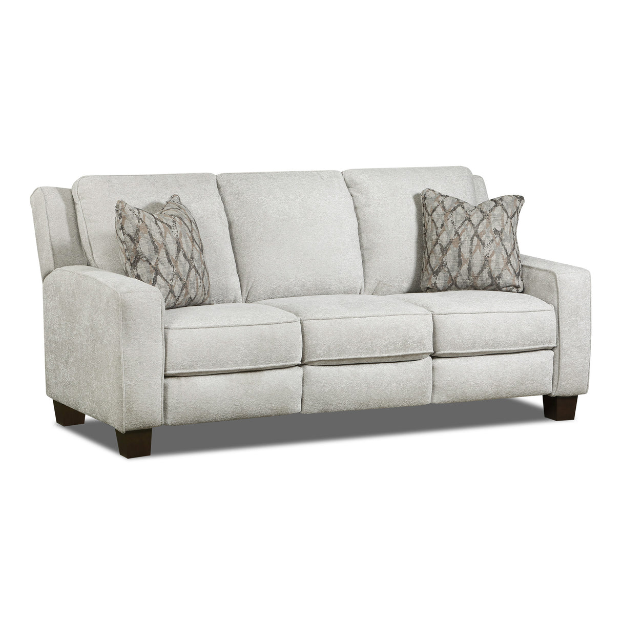 Front right view of Primrose Hill Silver Power Reclining Sofa