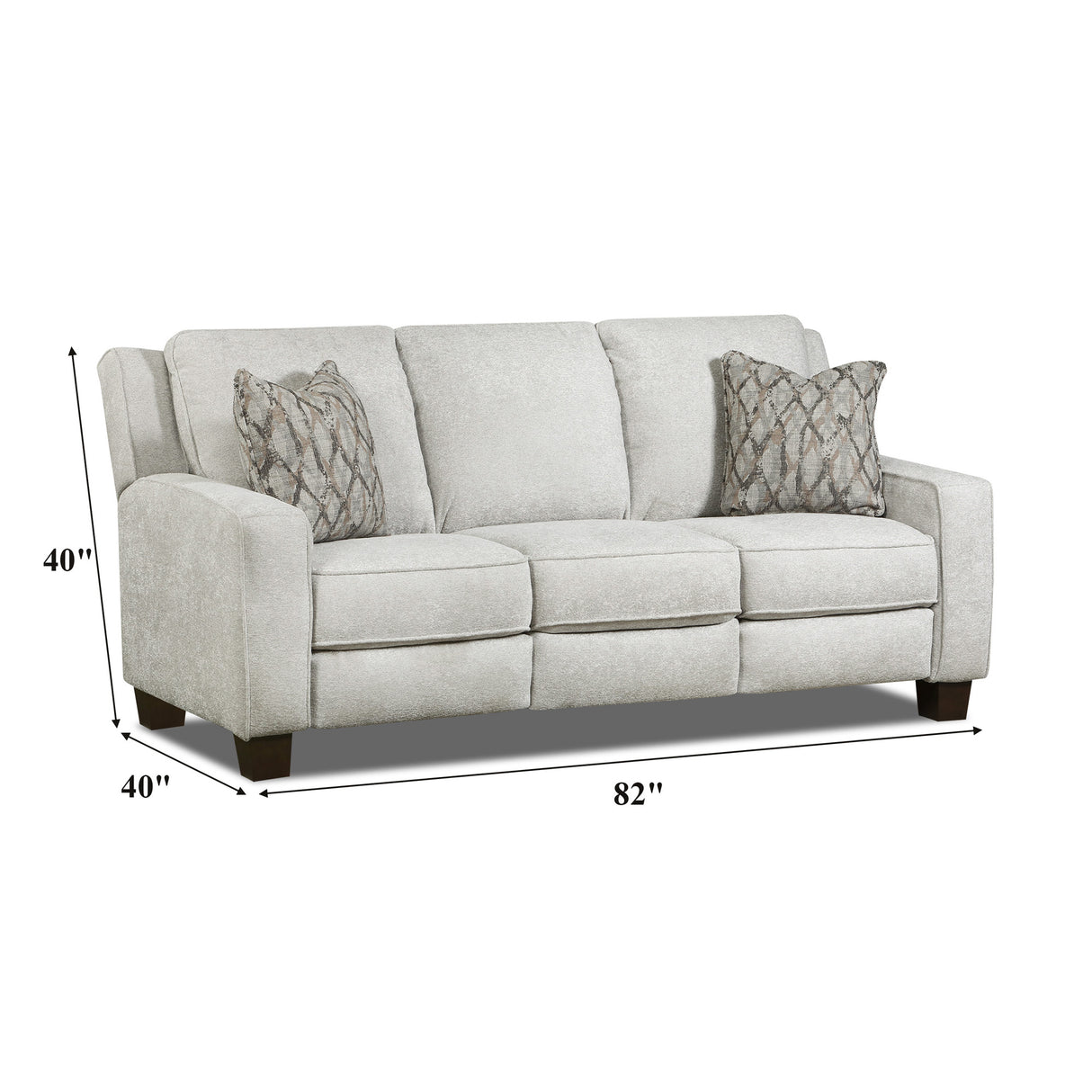 Detail image of Primrose Hill Silver Power Reclining Sofa with overlay of product dimensions