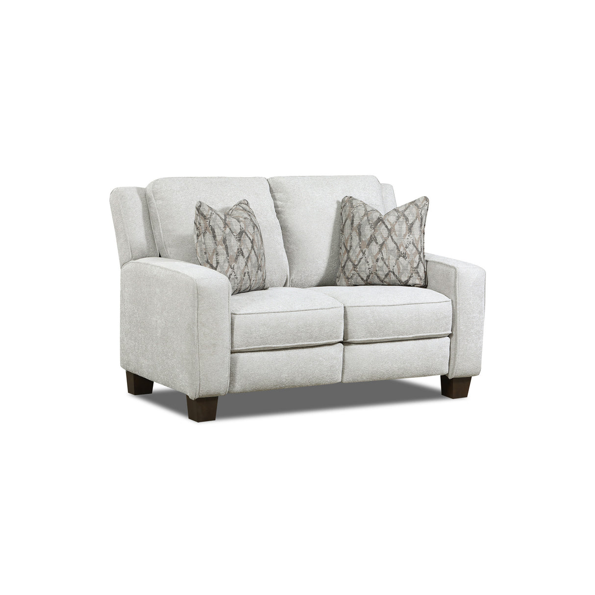 Front right view of Primrose Hill Silver Power Reclining Loveseat