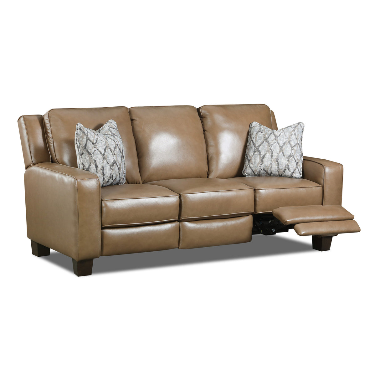 Open view of Primrose Hill Toast Leather Power Reclining Sofa