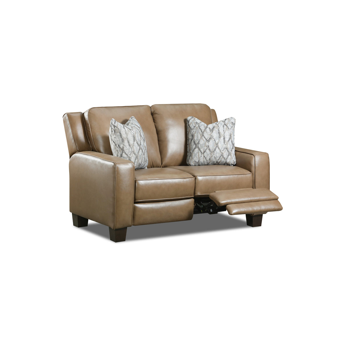 Open view of Primrose Hill Toast Leather Power Reclining Loveseat