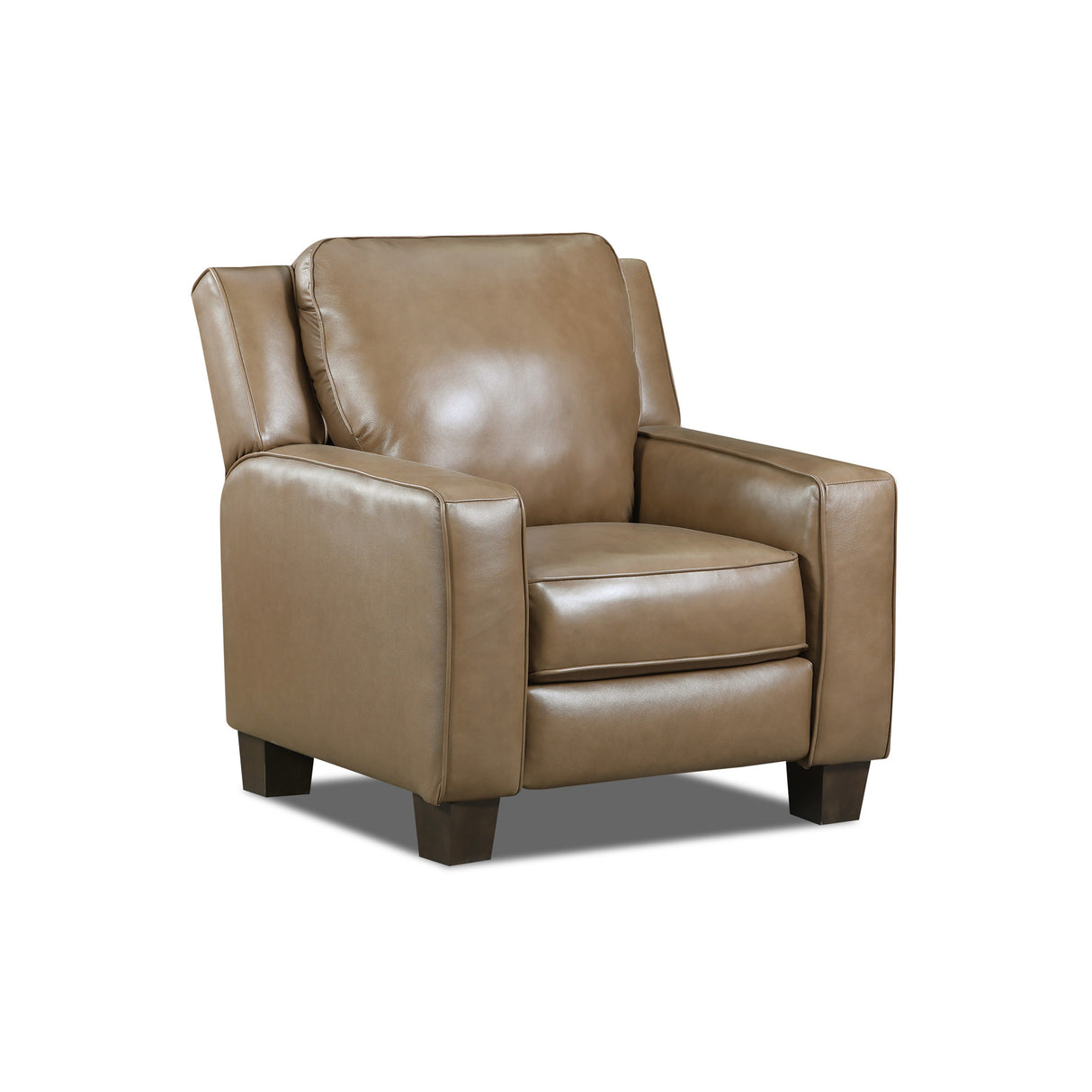 Front right view of Primrose Hill Toast Leather Recliner