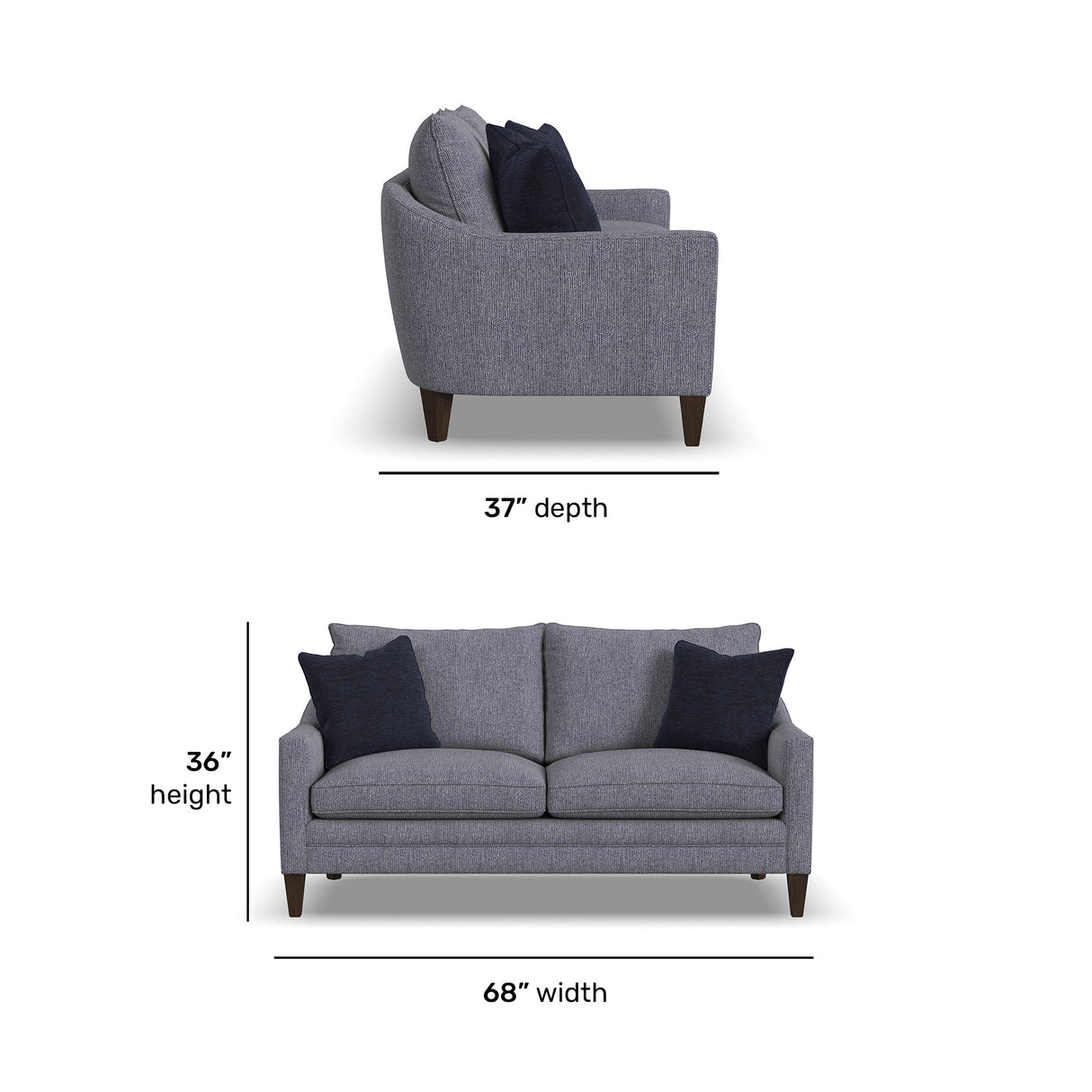 Detail view of Eleanora Blue Loveseat