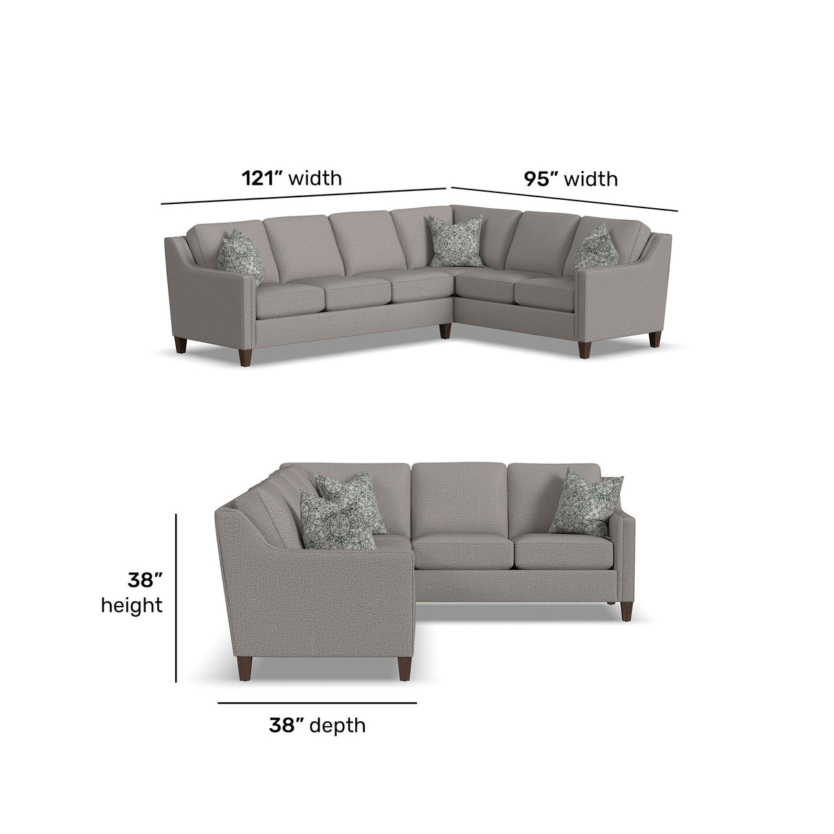 Detail view of Finley Timber 2 Piece Left Sofa Sectional