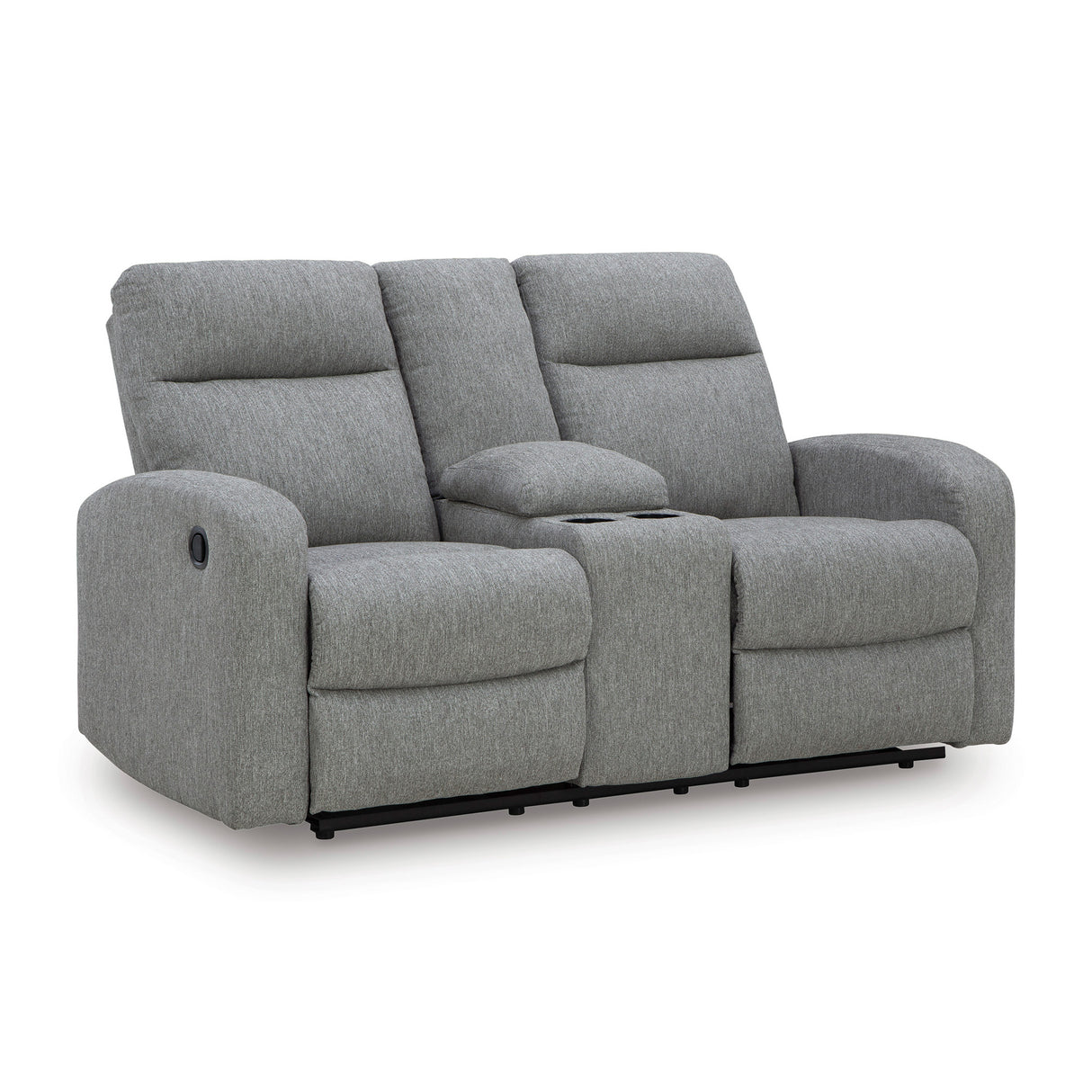 Front right view of Gauntlet Sterling Reclining Console Loveseat