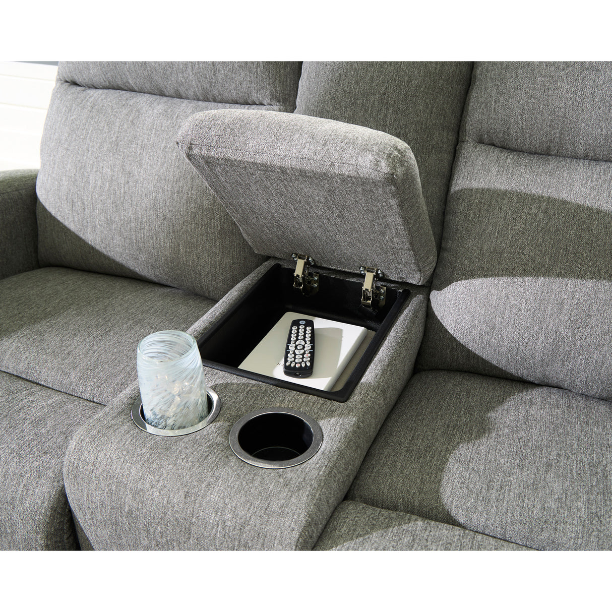 Detail view of Gauntlet Sterling Reclining Console Loveseat