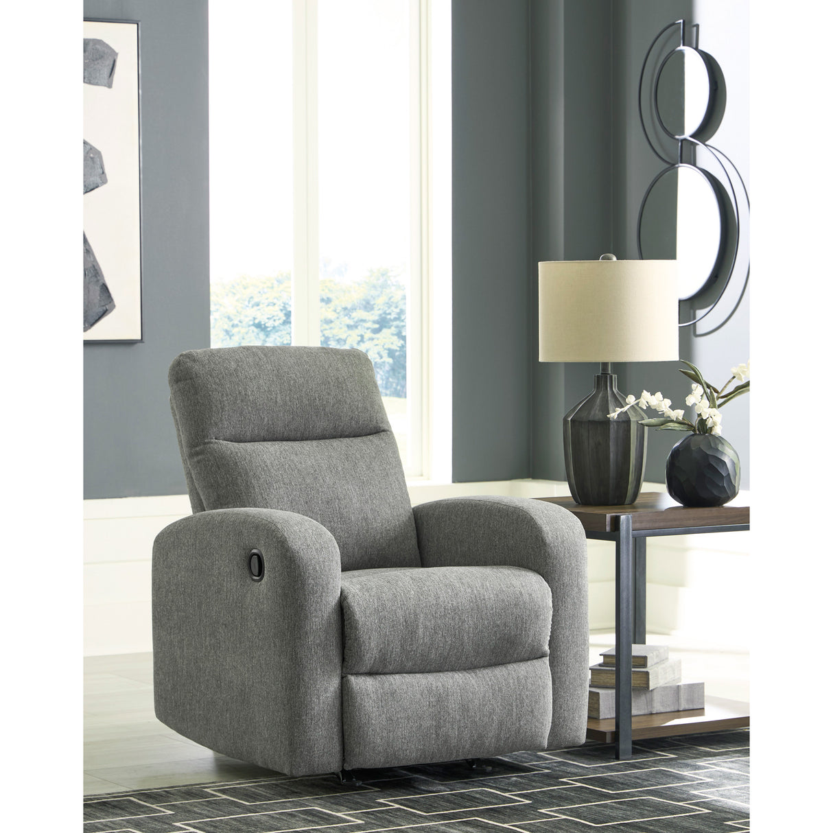 A room setting featuring Gauntlet Sterling Rocker Recliner