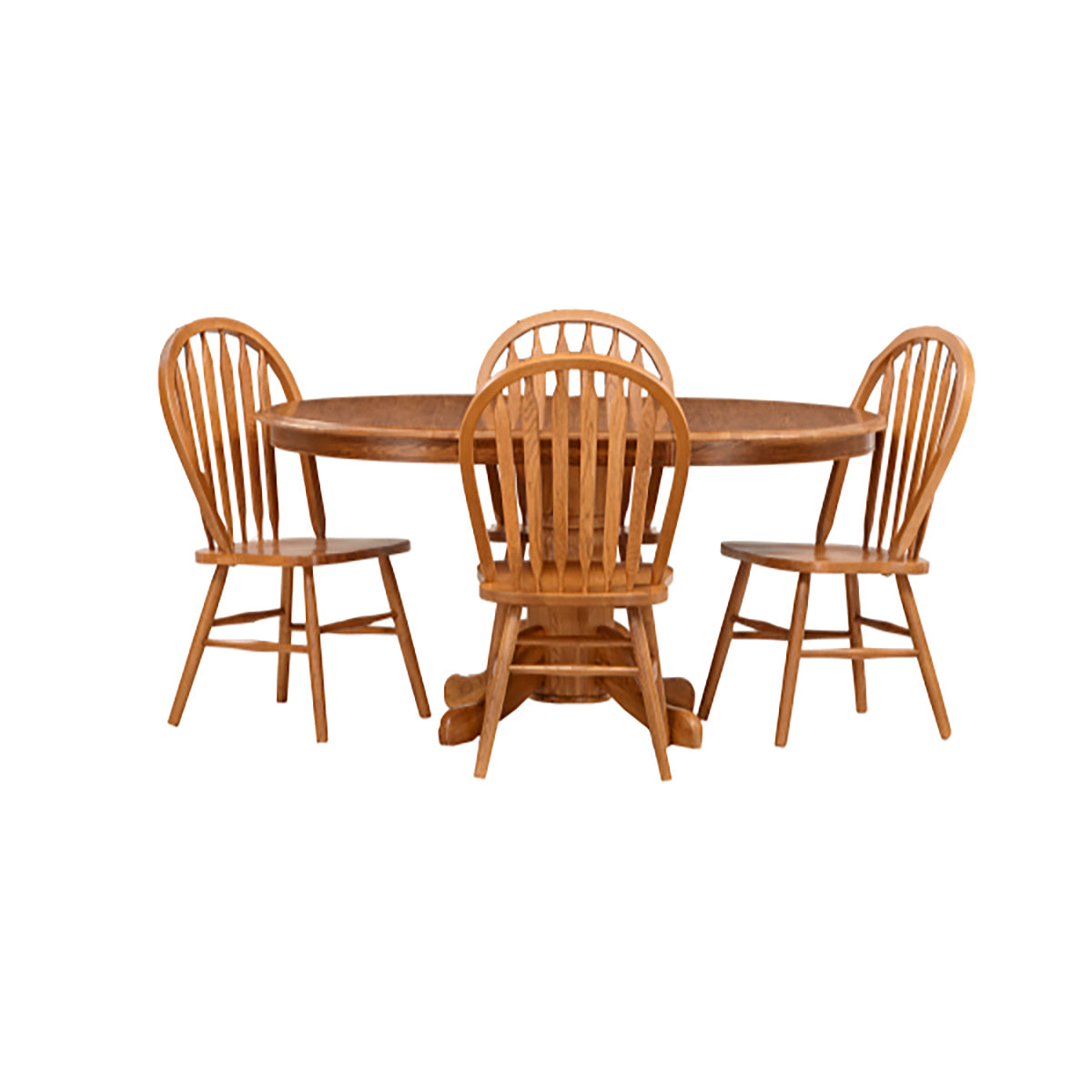 Jefferson Chestnut 5 Piece Arrow Back Pedestal Dining Set QK1104128