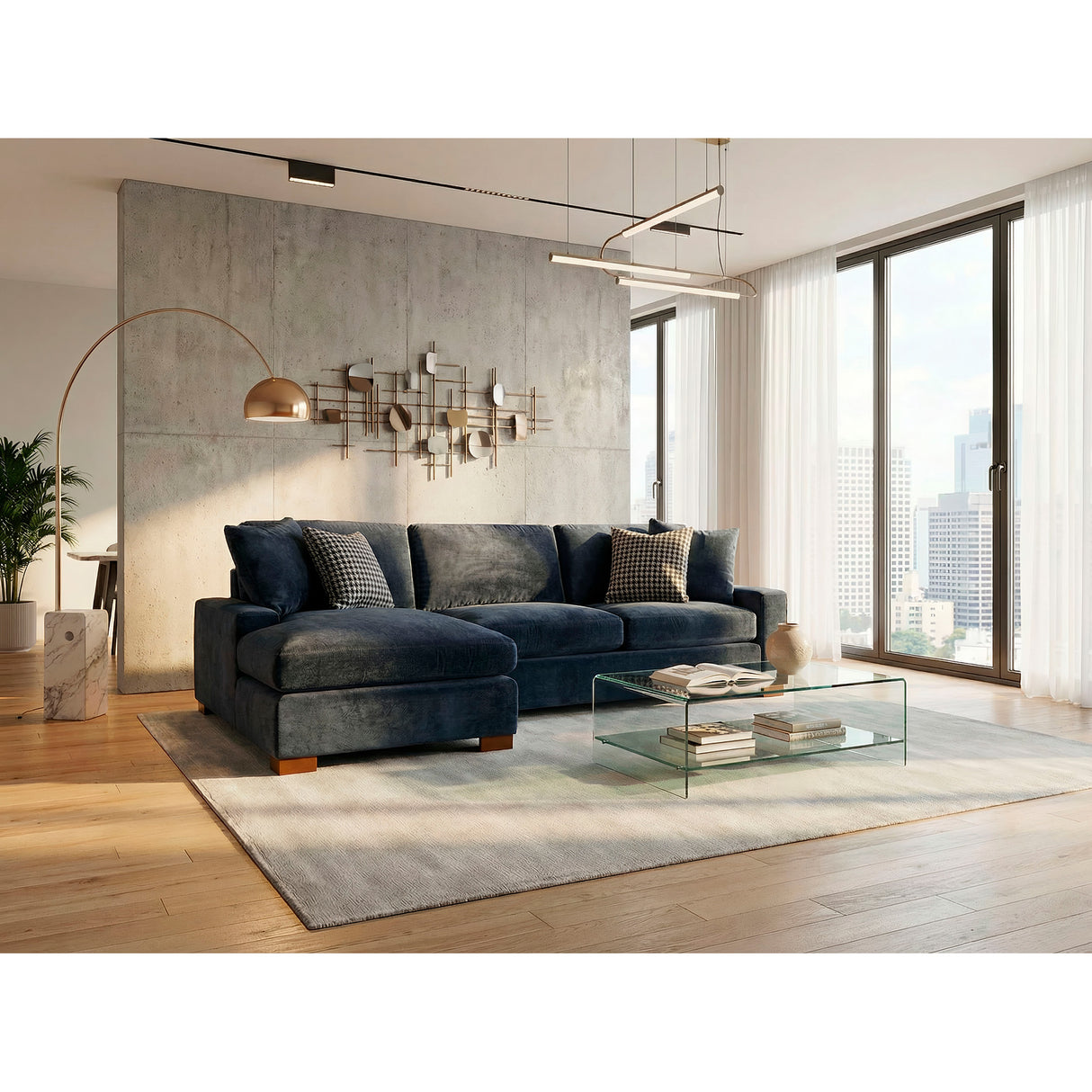 A room setting featuring Juno Ink 2 Piece Left Chaise Sectional