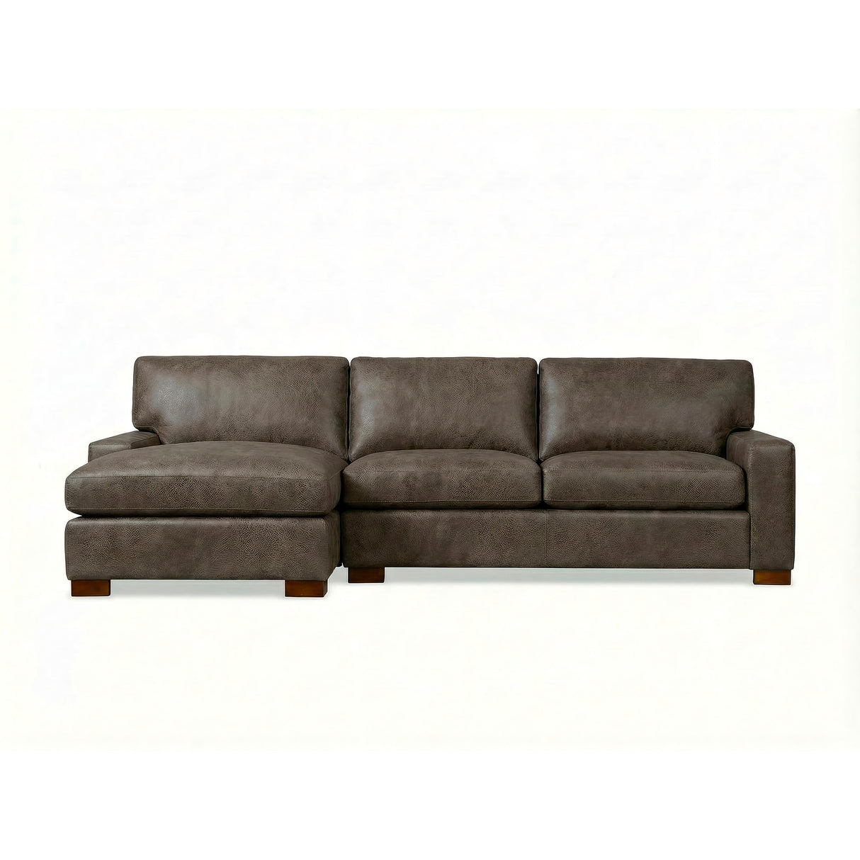 Juno Gray 2 Piece Feather Blend Leather Left Chaise Sectional QK1104301