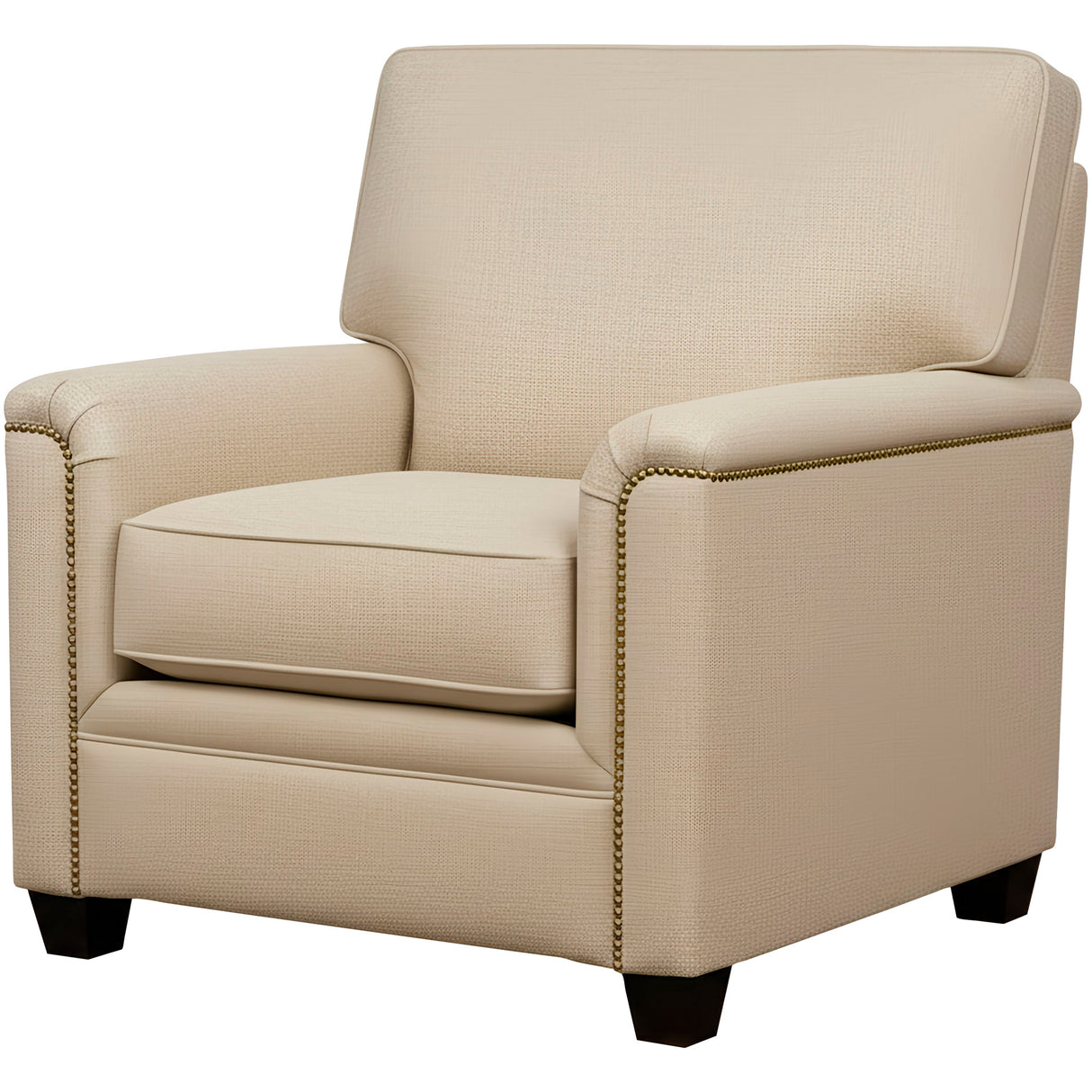 Front right view of Warren Twine Feather Blend Nail Head Chair