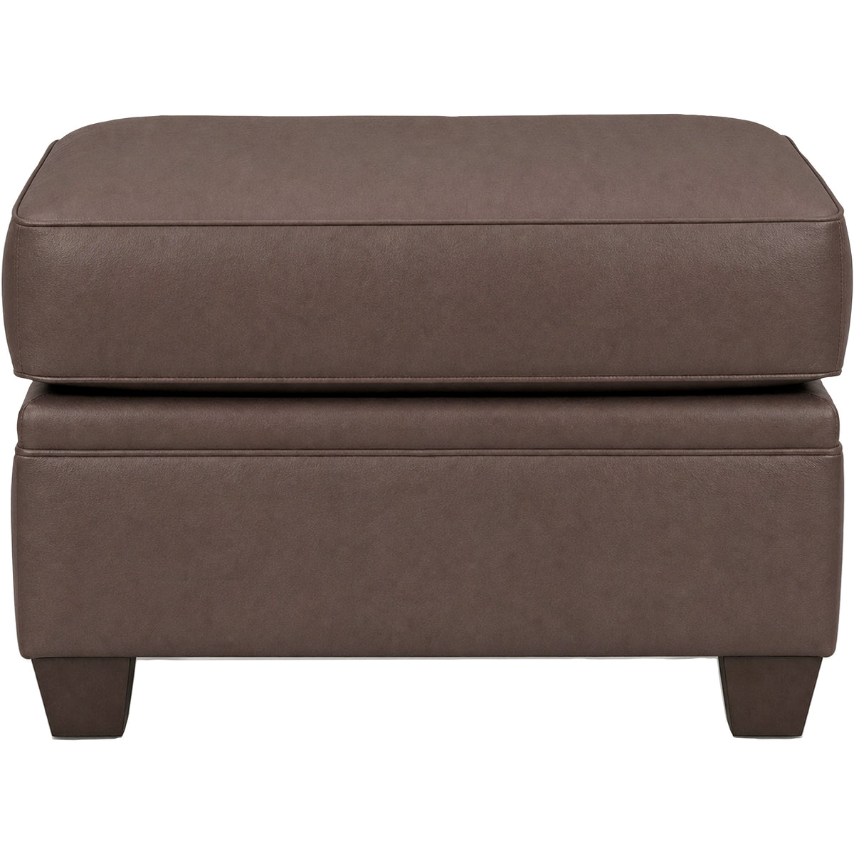Back view of Warren Chocolate Feather Blend Leather Ottoman