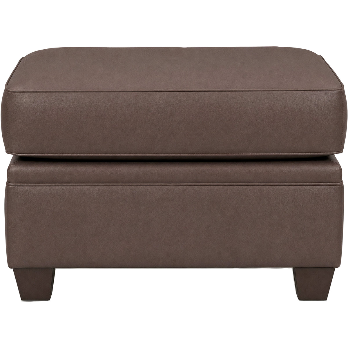 Warren Chocolate Feather Blend Leather Ottoman QK1104318