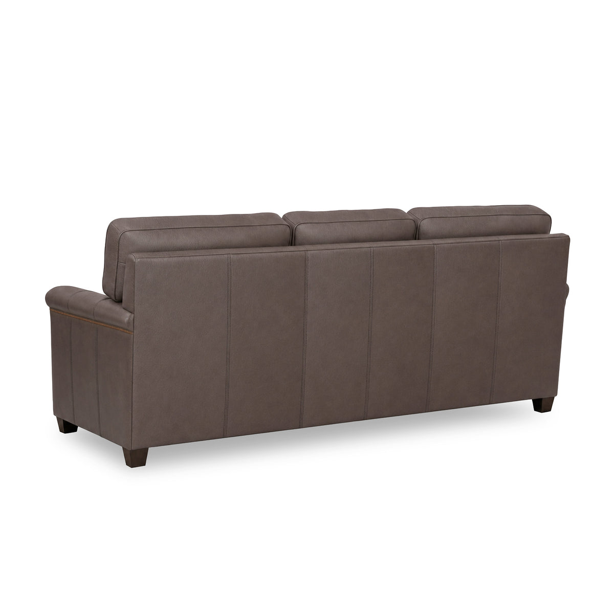 Back view of Warren Chocolate Feather Blend Leather Nail Head Queen Sofa Sleeper