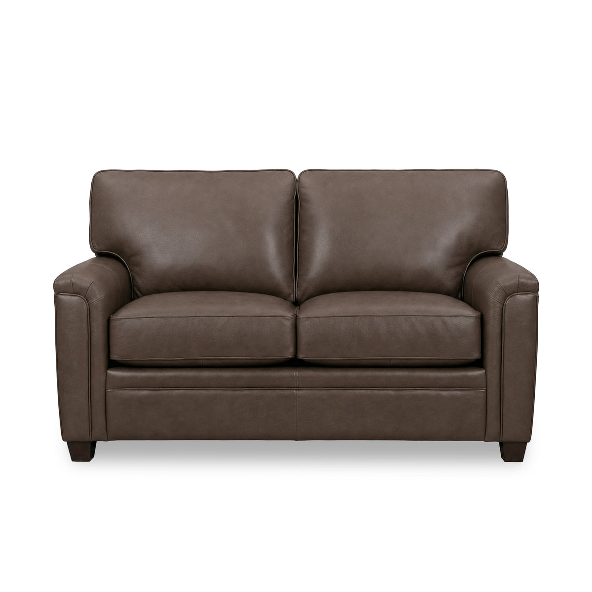 Warren Chocolate Feather Blend Leather Loveseat QK1104334